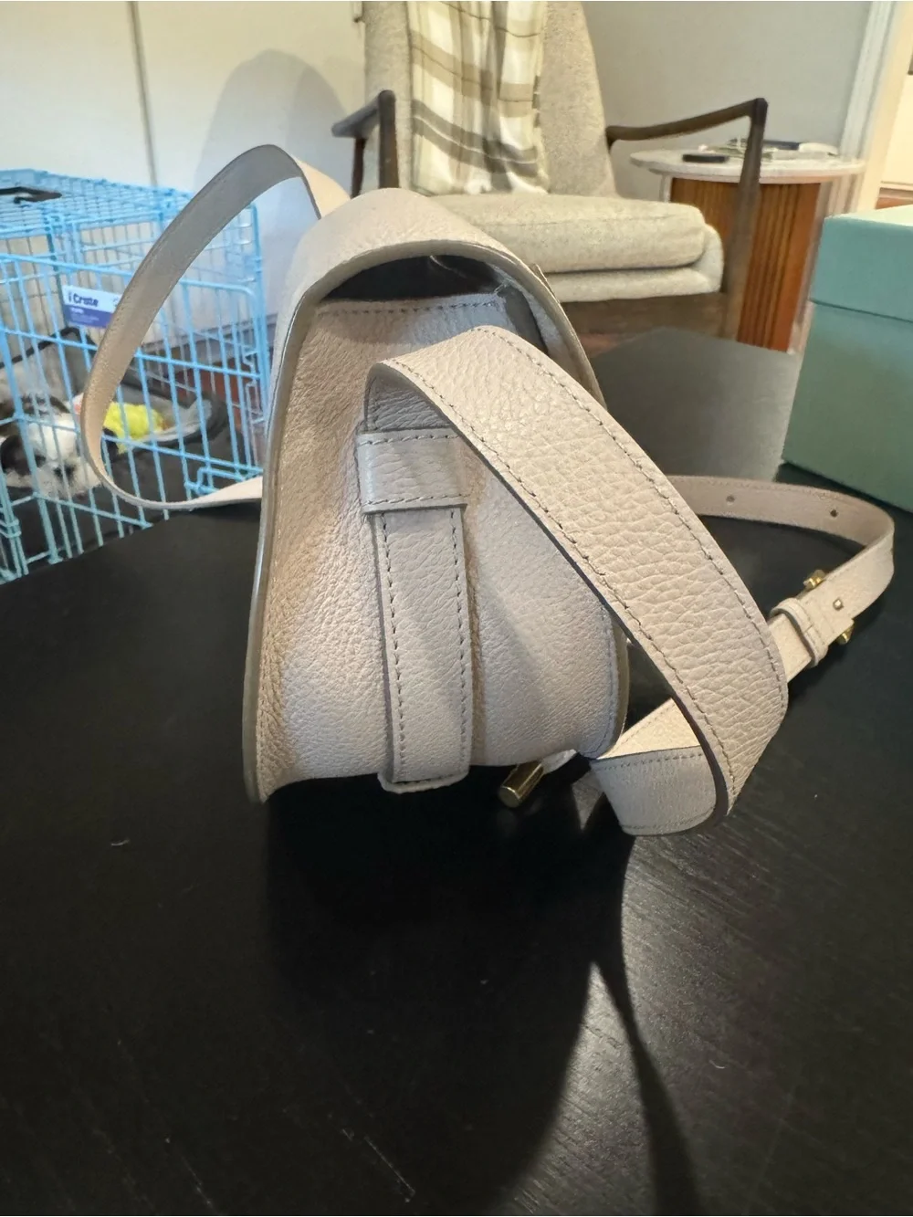 Chloe Cream Pebbled Leather Crossbody Saddle Bag - Size Small